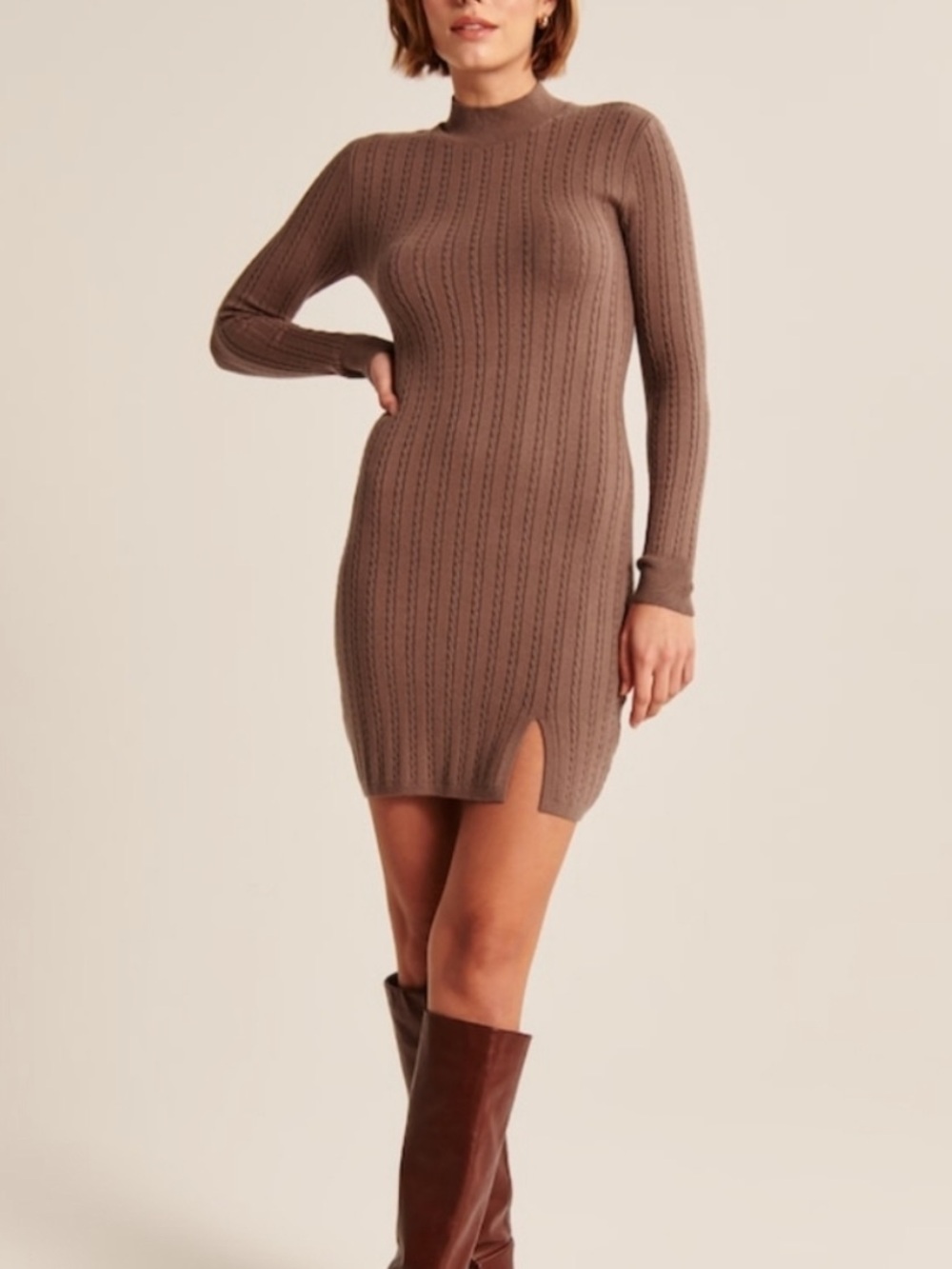 Abercrombie & Fitch Brown Mini Knit Dress
